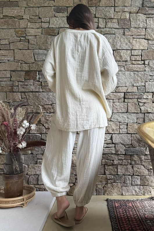 Annie Cushion Cotton Laurie Blouse Panna Cotta